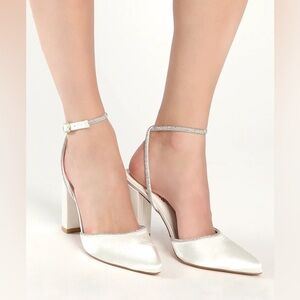 Lulu’s Chakay Rhinestone Heels in White NWT